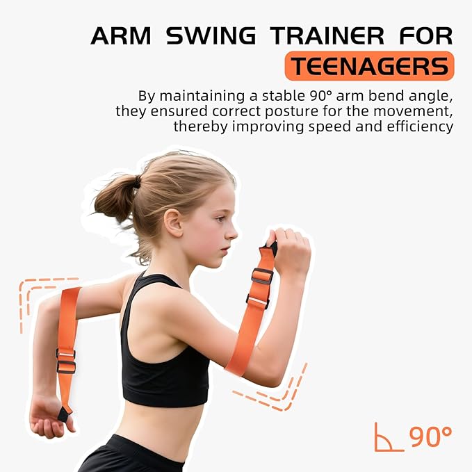 Arm Swing Trainer for Youth, Adjustable Nylon Running Arms Position for 90 Degrees
