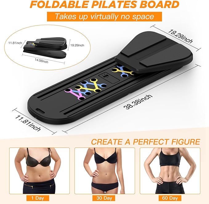 Foldable Pilates Board for Home Workout, 2025 New Pilates Reformer Set with Smart Timer, 7-in-1 Multifunctional Pilates Board Fitness Board, Pilates Reformer Machine Pilates Sliding Board