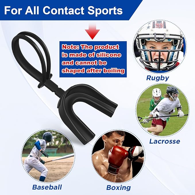 Dunzy 20 Pcs Strapped Mouth Guard Football Sports Mouthguard No Boil Mouthguard Adult Youth Football Mouthpiece Mouth Protector for Boxing Lacrosse Hockey Taekwondo