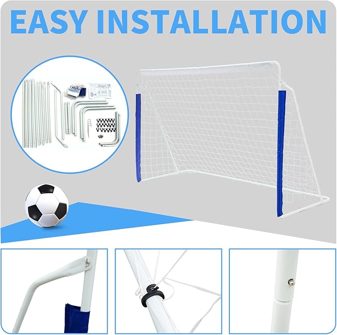 Combination Soccer Goal Portable Soccer Goals for Backyard Steel Frame Football Goal with All Weather Net for Kids Youth
