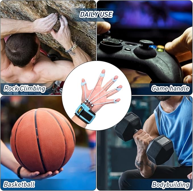 Finger Strengthener, Grip Strength Trainer, Gripster Finger Exerciser, Hand Grip Strengthener for Finger Strength & Therapy, 3 Resistance Levels (Grey 20LB, Blue 40LB, Black 60LB)