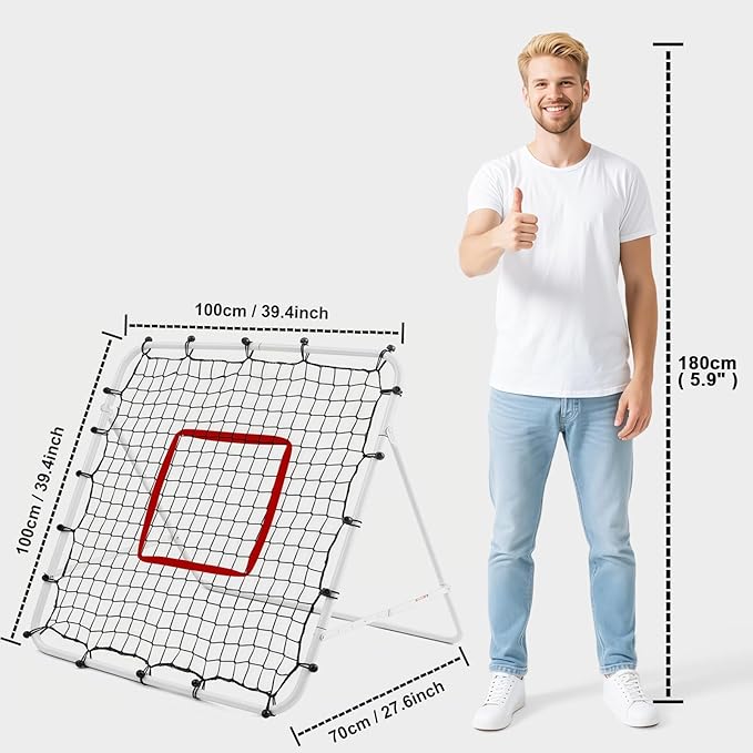 Soccer Rebounder Net - Portable Bounce Back Trainer for Soccer, Baseball, Softball & Lacrosse | Adjustable Practice Target Pitchback Net for Backyard Training Equipment Gift for Kids & Adults