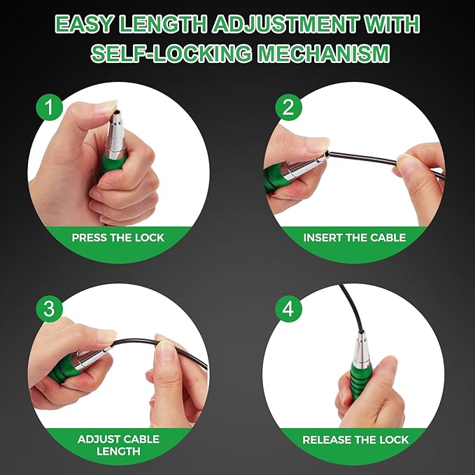 High Speed Jump Rope - Self-Locking No-Screw Design, Weighted Jump Rope, 360° Fast Rotation, Silicone Textured Design, Non-Slip, Includes 2 Speed Ropes Cables for Optimal Fitness Training & More - CrossFit Jump Rope.