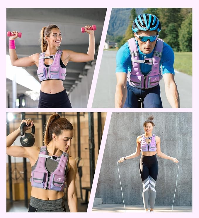 Weighted Vest Woman Men 5-12lb/9-16lb/17-24lb/23-30lb Body Weight Vest with 5 Adjustable Weights Weighted Vests with Zipper Women Rucking Vests for Walking Running Strength Training Workout