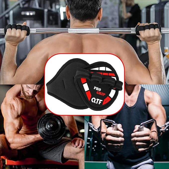 QTF Gym Grips Pads - Neoprene Gloves Gym Palm Protector Weight Lifting Grips Replacement of Workout Gloves Men and Women - Lifting Grip Pads for Weightlifting, Calisthenics & Pull Ups.