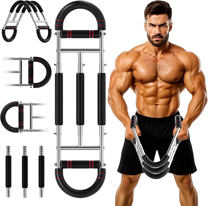 Twister Arm Trainer, Dual Triple-Spring, 30-180lb Adjustable, Chest Arm Shoulder Workout Equipment, Portable Detachable Arm Twister Exerciser for Men, Chest Expander for Gym Home Fitness
