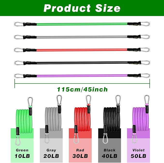 Pilates Bar Kit with Resistance Bands for Working Out, Pilates Equipment with Ab Roller for All Fitness Levels, Portable Home Gym Full Body Workout Equipment for Women&Men