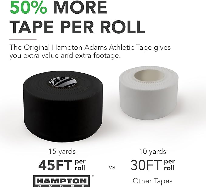 Hampton Adams | Official BJJ Partner | As Seen on Shark Tank | Bulk Athletic Sports Tape (32-Pack, 45ft) | Easy Tear & No Sticky Residue | Strong Support for Athletes Trainers Injury Wraps
