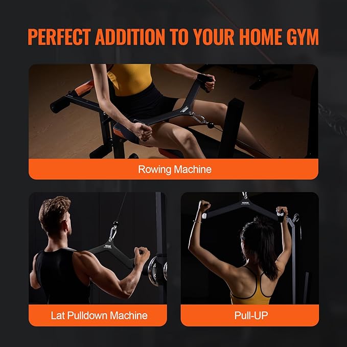 VEVOR LAT Pulldown Attachments, Cable Machine Rowing T-bar V-bar Tricep Pull Down Bar, Back Strength Training Rubber Coated Handle Grip, Bicep Curl Tricep LAT Pulldown Bar for Home Gym Fitness