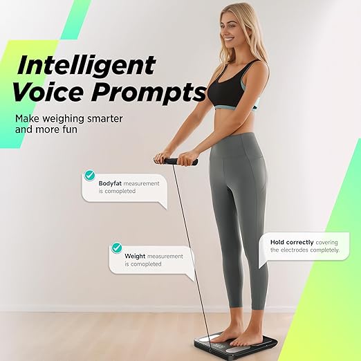 Runstar Scale for Body Weight and Fat, BMI Muscle Mass to 28 Measurements, FSA&HSA Eligible Digital Bathroom Scales 8-Electrode with Voice Prompt High Accurate Bluetooth Weight Scale