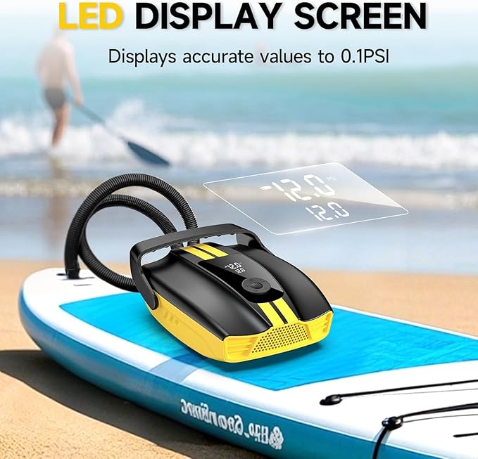 50PSI Paddle Board Pump Electric Portable, Sup Pump with Auto-Off,9 Modes Paddleboard Pump for Stand Up Paddle Board/Car/Kayak/Motorcycle/Bicycle