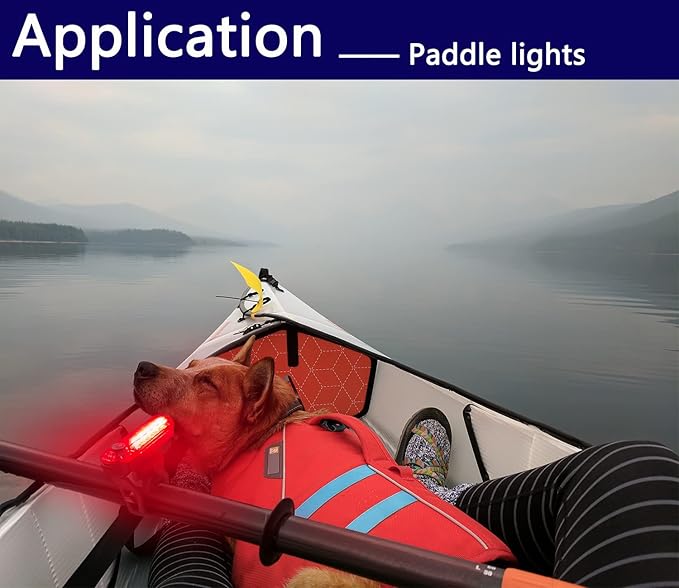 4Pack LED Navigation Lights Kit for Boat Kayak, Stern Light Battery 0perated, Easy Clip on for Night Kayaking, Boating, Canoeing, Paddle Board, Jet Ski, Dinghy, 2Pcs Safety Whistles