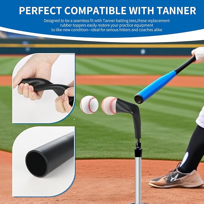 2PCS Replacement Batting Tee Topper Compatible with Tanner,Rubber Cup for Baseball Softball Practice Training,Black