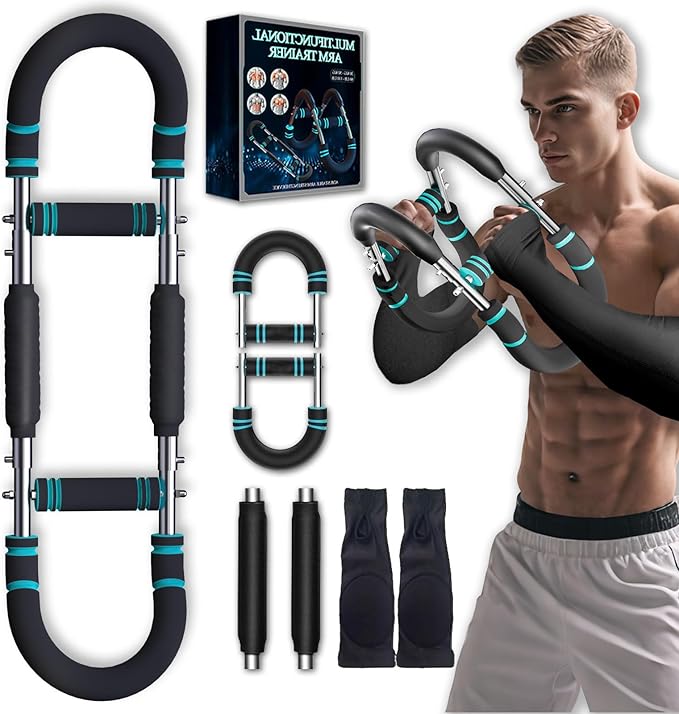 Twister Arm Trainer, Adjustable Chest Workout Equipment with Forearm Wrist Sleeves, 9 Resistance Levels(66-110lb) Chest Exerciser for Men , Portable Exercise Equipment for Home & Gym
