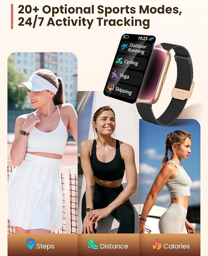 Fitness Tracker, 24/7 Heart Rate Monitor Watch, 1.47" Fitness Watches for Women with 24 Sport Modes, Androdi Smart Watches for Women/Men, IP68 Step Tracker, Pedometer, Gift
