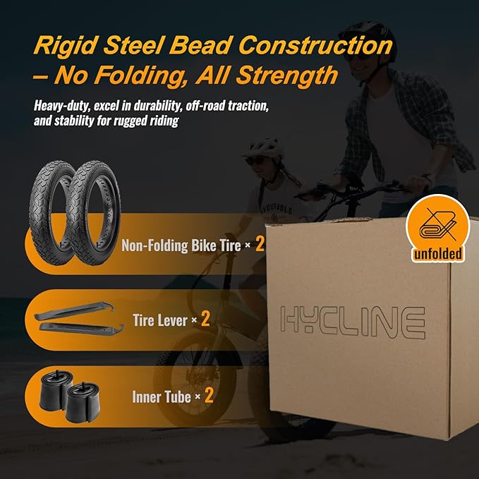 Hycline 20x4.0 E-Bike Fat Tire - Heavy Duty 20inch Electric Replacement Fat Tires, High-Performance Wear-Resistant Mountain Bicycle Tyre, All-Terrain Bike Tires for Street & Trail Riding