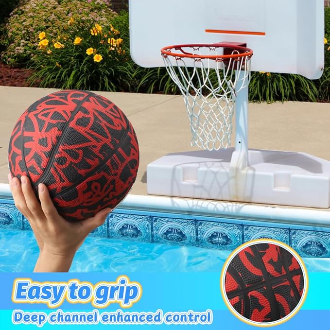 Dilabnba 9" Large Basketball Toy for Kids Adults, Mini Basketball for Outdoor Hoops, Anti-Slip Textured Grip, Pool Ball for Swimming Pool Hoops, Beach Balls Sand Toy for Indoor Yard (Size 6 Blue)