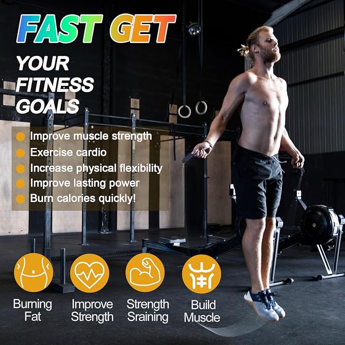 Jump Rope for Women Men Kids, Adjustable Skipping Rope with Ball Bearings, Professional Jumping Rope with Foam Handles, Tangle-Free Rapid Speed Jump Ropes for Fitness Workout Boxing Exercise