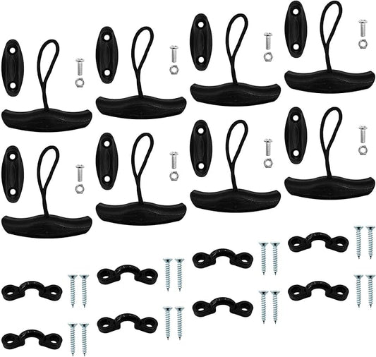 24Pcs Kayak Handles Kit, Kayak Carry Handle Pull Handle T-Handle with Cord and Pad Eyes with Mounting Screw, Heavy Duty Kayak Carrying Handles for Canoe Boat