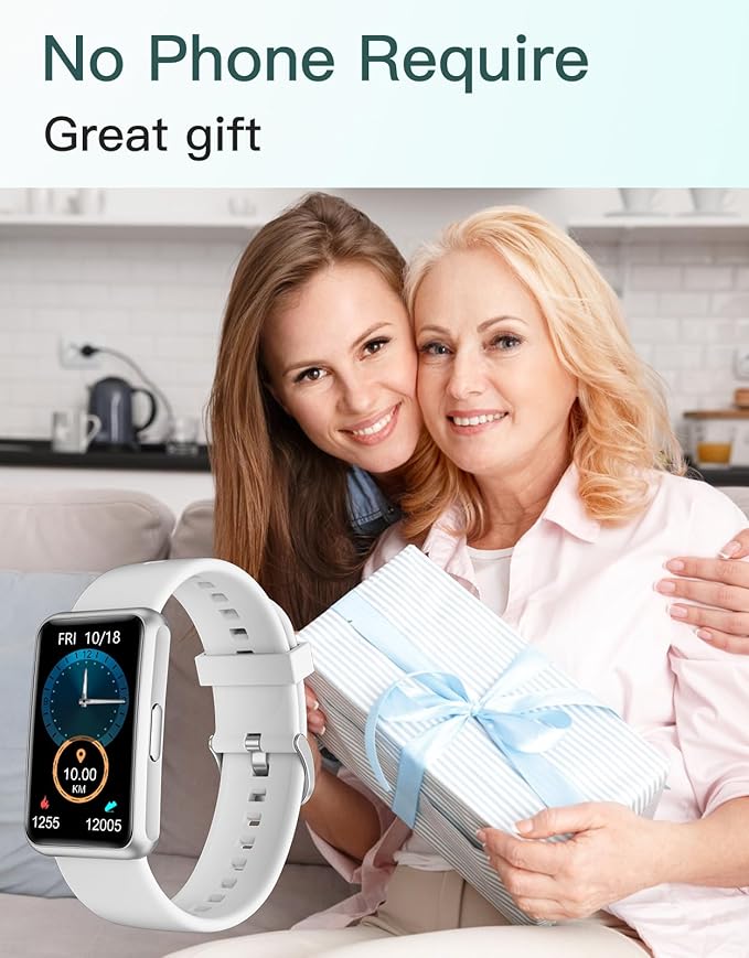 HUAKUA Fitness Tracker No Bluetooth No APP No Phone Needed, Fitness Watch for Men Women Parents IP68 Waterproof with Full Touch Screen Steps Calories Counter Sleep Tracker Alarm Clocks (Gray)