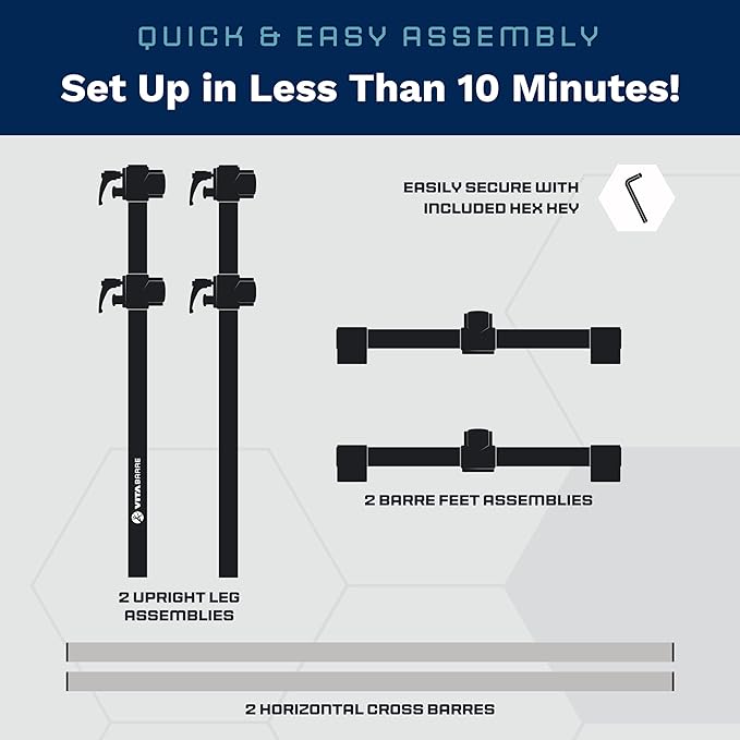 VITA Barre Portable Freestanding Double Ballet Barre, Professional | Adjustable Height, Made in USA, Home or Gym Exercise Equipment for Kids & Adults | Dance, Fitness, Pilates