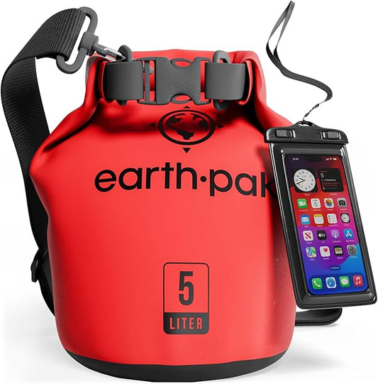 Earth Pak Waterproof Dry Bag - Roll Top Waterproof Backpack Sack Keeps Gear Dry for Kayak with Waterproof Phone Case