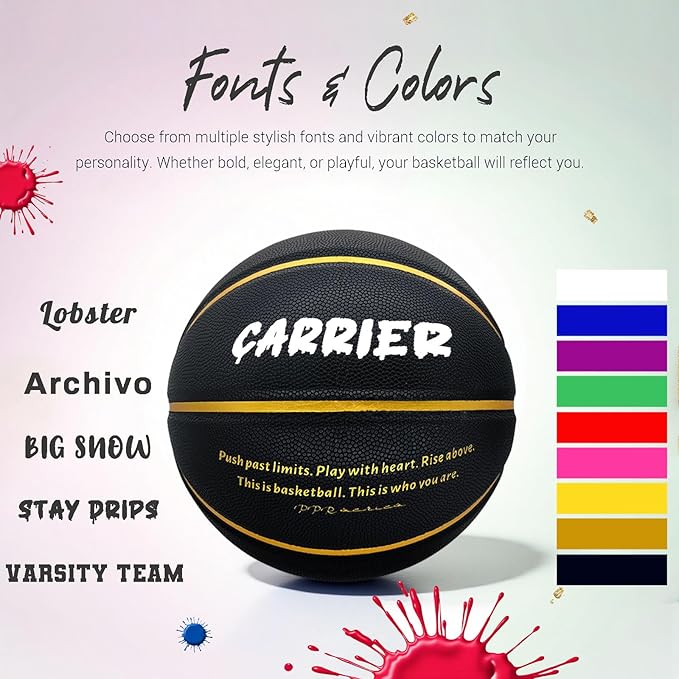 Custom Personalized Basketball – Official Size 7/6 | Leather Indoor/Outdoor Basketball Ball with Name | Idea Gifts