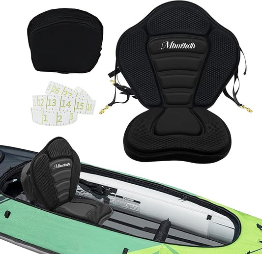 Deluxe Padded Kayak Seats - Premium Shockproof Seats with Back Support for Kayaking, Canoeing, Fishing, Paddle Boarding - Comfort, Versatility and Extra Storage