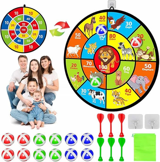 Dart Board for Kids Ages 4-8 - 29" Double-Sided Dart Board with Sticky Balls and Darts,Boys Toys for Ages 8-13,Valentines Day Gifts for 7 8 9 10 11 12 13 14 Year Old, Indoor/Outdoor Party Game Toys