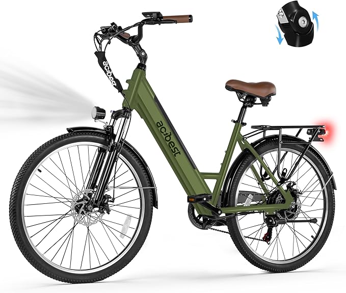 Cores Electric Bike for Adults, 26" Electric Commuter Bike with 1200W Peak Motor, 28MPH 70 Miles Max, 48V 576Wh Removable Battery, 7-Speed City Cruiser Mountain E Bike for Commuting