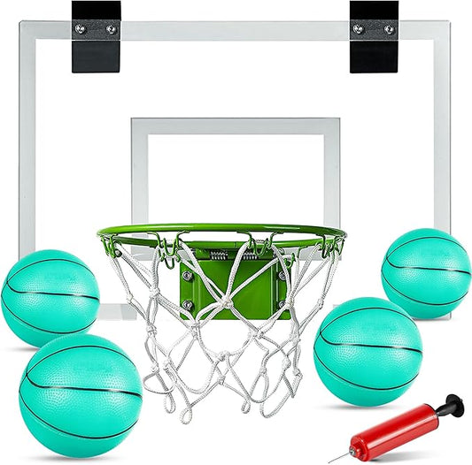 ropoda Mini Basketball Hoop - Glow in The Dark, Over The Door Basketball Hoop Indoor, Indoor Basketball Hoop Backboards for Teens and Adults, Mini Hoop for Kids with 4 Balls and Pump