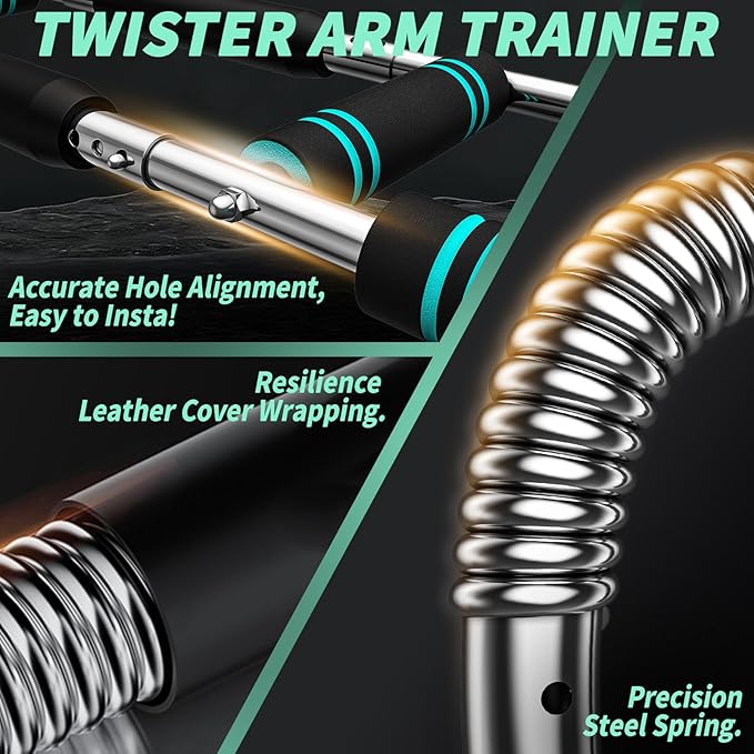 Twister Arm Trainer,40-100lb Adjustable Chest Workout Device,Portable Power Twister Bar,Twist Arm Trainer,Forearm Strengthener Exerciser Spring Resistance for Home Fitness