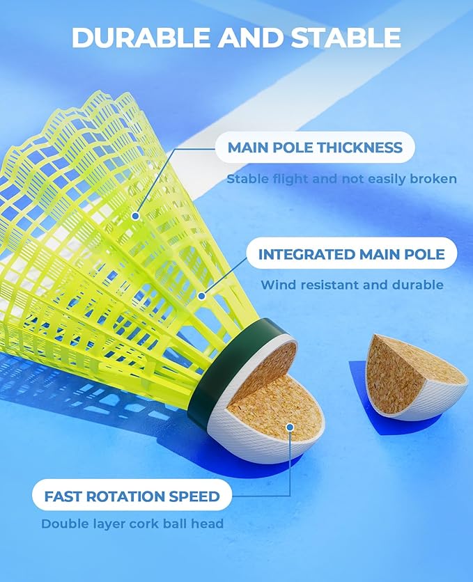 HIRALIY Badminton Birdies,Nylon Badminton Shuttlecocks with Stability Durability for Baseball Batting Practice Training,High Speed Birdie Balls for Backyards Indoor Outdoor Sports Activities