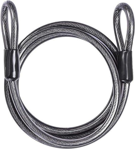 DELSWIN Security Steel Cable with Loops - 12mm (1/2 inch) Thick 4FT Heavy Duty Bike Lock Cable Vinyl Coated Braided Cables for U-Lock and Padlock