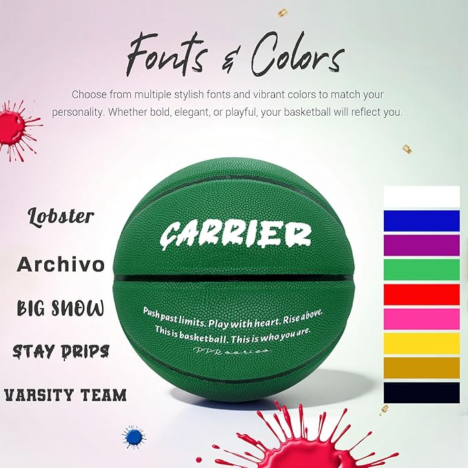 Custom Personalized Basketball – Official Size 7/6 | Leather Indoor/Outdoor Basketball Ball with Name | Idea Gifts