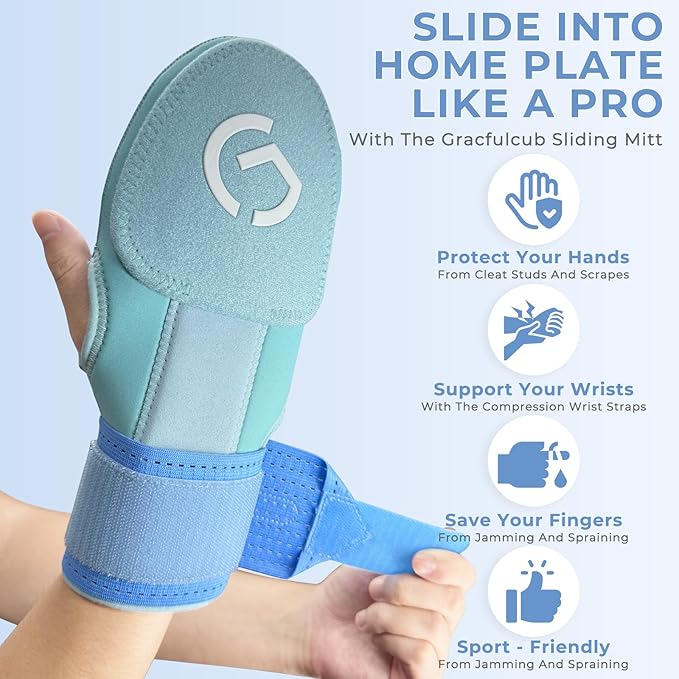 Gracfulcub Baseball Sliding Mitt, Baseball Glove Softball Guard, Ergonomic Design Protecting Fingers for Basic Base Running