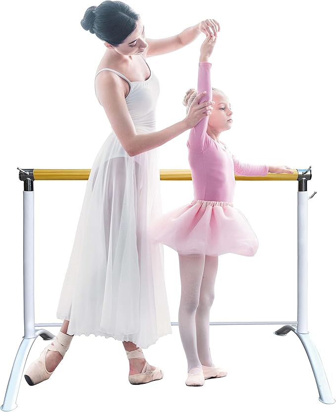 Ballet Barre Portable for Home or Studio, Height Adjustable Bar for Stretch, Pilates, Dance or Active Workouts, Single or Double Bar, Kids and Adults