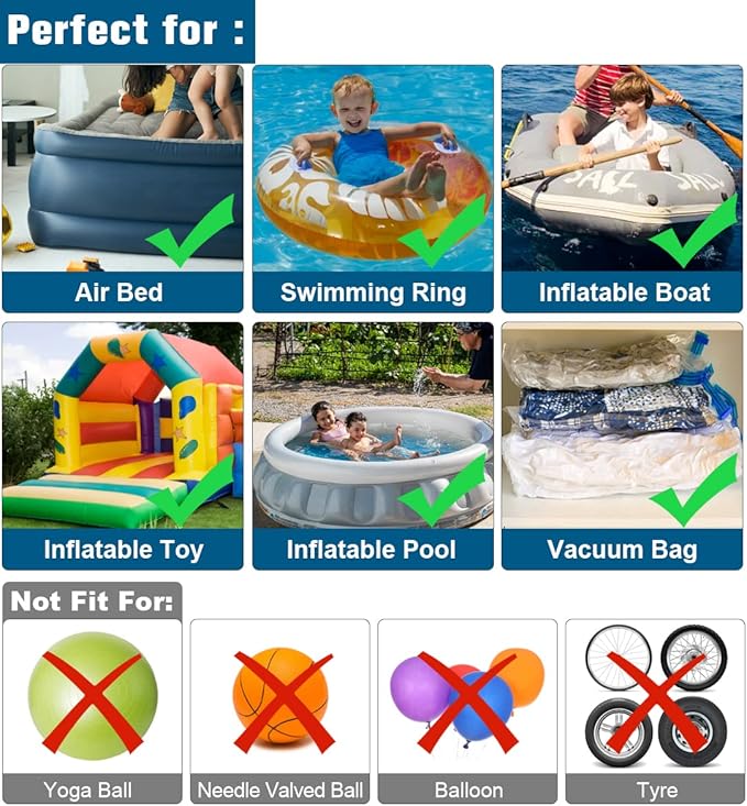 Electric Air Pump Portable 460W Quick-Fill Air Pump Air Flow 45CFM 2.1PSI with Hose 5 Nozzles 120V AC Inflator Deflator Pump for Air Mattress Air Bed Inflatable Cushion Boat Swimming Ring