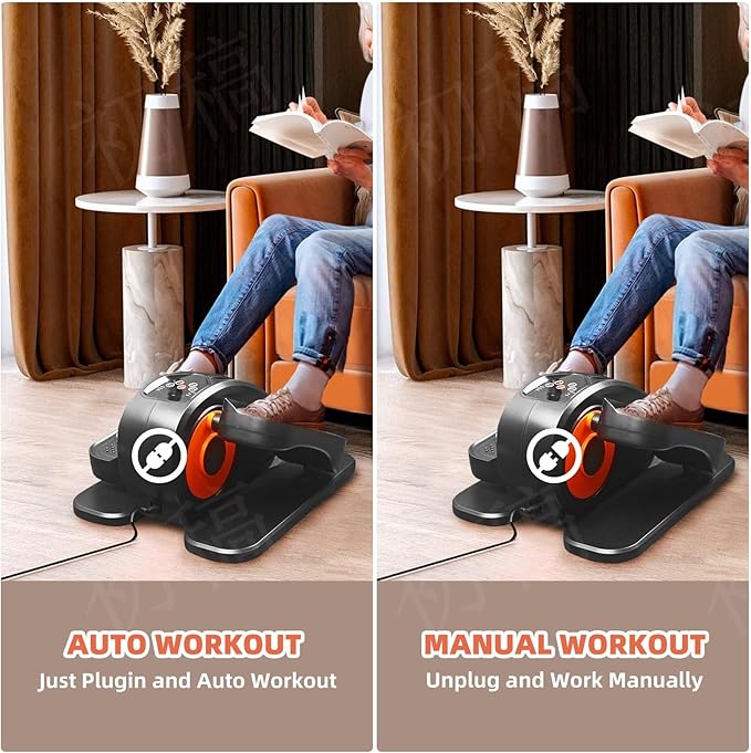 ESL Under Desk Elliptical - Portable Leg Exerciser for Seniors, Compact Seated Elliptical with Remote Control, LCD Display Electric Elliptical Trainers