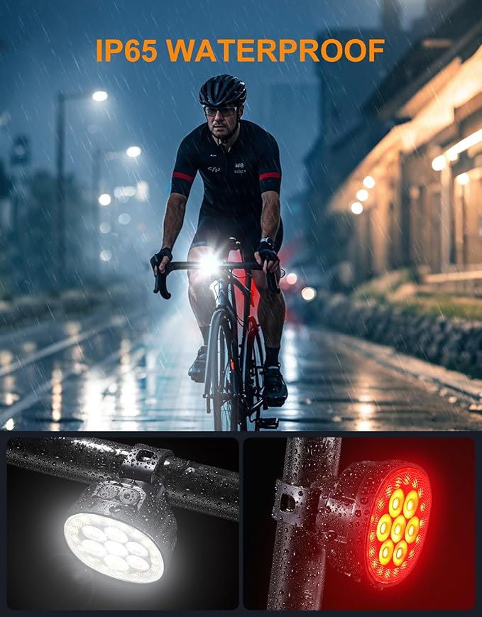Bike Lights, [8+12 Modes & USB Rechargeable] Ultra Bright LED Bike Lights for Night Riding Front and Back Flashlight, IP65 Waterproof Bicycle Headlight and Tail Light Set for Cycling