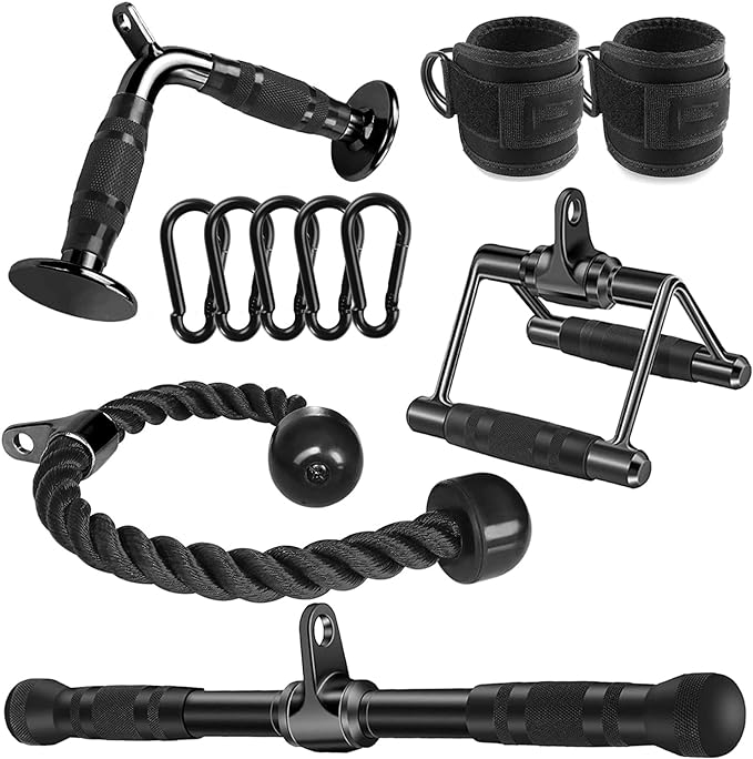 Cable Attachments for Gym, Cable Machine Attachment Set, LAT Pulldown Attachments, Cable Machine Accessories, Tricep Pull Down Attachment, Home Gym Accessories