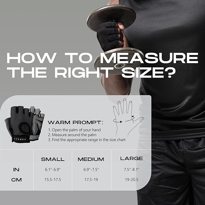 LIFECT Essential Breathable Workout Gloves, Weight Lifting Fingerless Gym Exercise Gloves with Curved Open Back, for Powerlifting, Women and Men