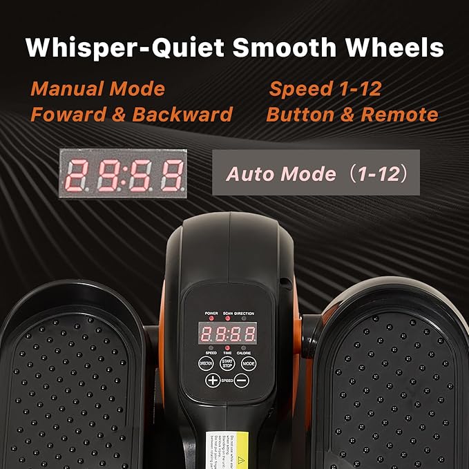 Under Desk Elliptical Machine,Electric Ellipse Leg Exerciser as See on TV with Remote Control,12 Level Speeds Seated Pedal Exerciser for Seniors Adults, Manual & Auto Mode