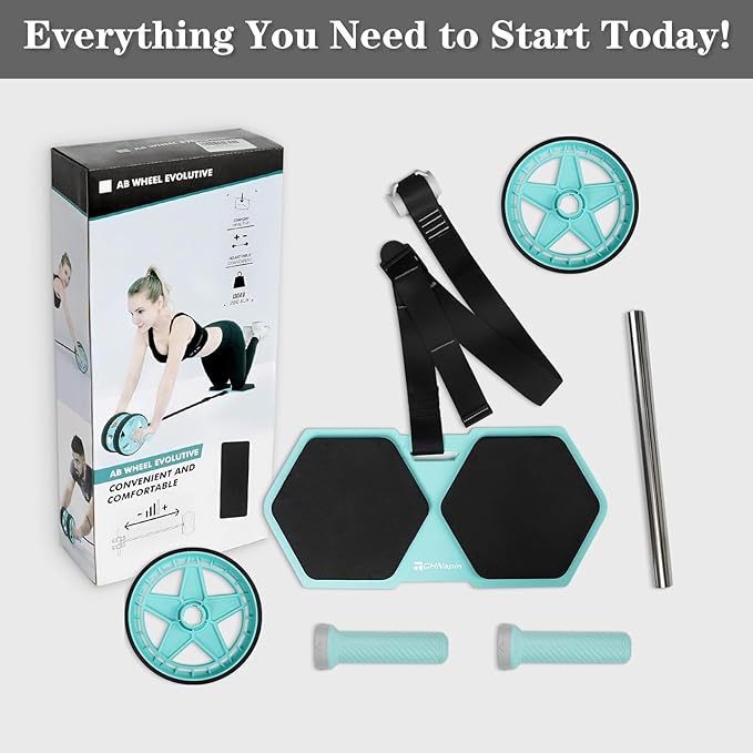 2025 New Double-Wheel Ab Roller for Core Training – Rebound Design with Adjustable Elastic Band, Silent Non-Slip Wheels, Detachable Build, Knee Pad & Bands – Home Gym Gear for Men/Women