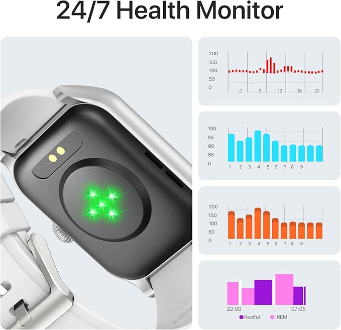 WalkerFit Smart Watch for Men: 1.84'' Big Screen Fitness Watch for Android, Running Smartwatch with Heart Rate Monitor for Sleep/Stress, Waterproof Activity Tracker with Pedometer