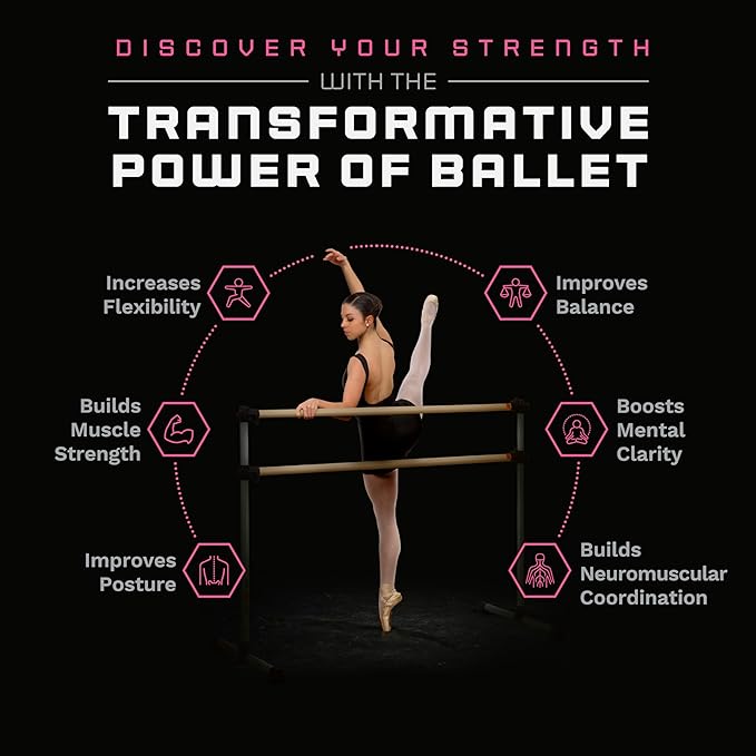 VITA Barre Portable Freestanding Double Ballet Barre, Prodigy, with Carry Bag | Adjustable Height, USA Made, Home or Gym Exercise Equipment for Kids & Adults | Dance, Fitness, Pilates