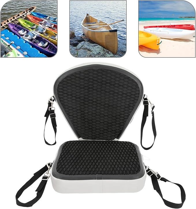 Inflatable Kayak Seat with Back Support, Portable Thicken Cushion, Padded Kayak Seats, Adjustable Strap, Paddle Board Seat Replacement for Kayaking Canoeing Drifting Rafting Fishing