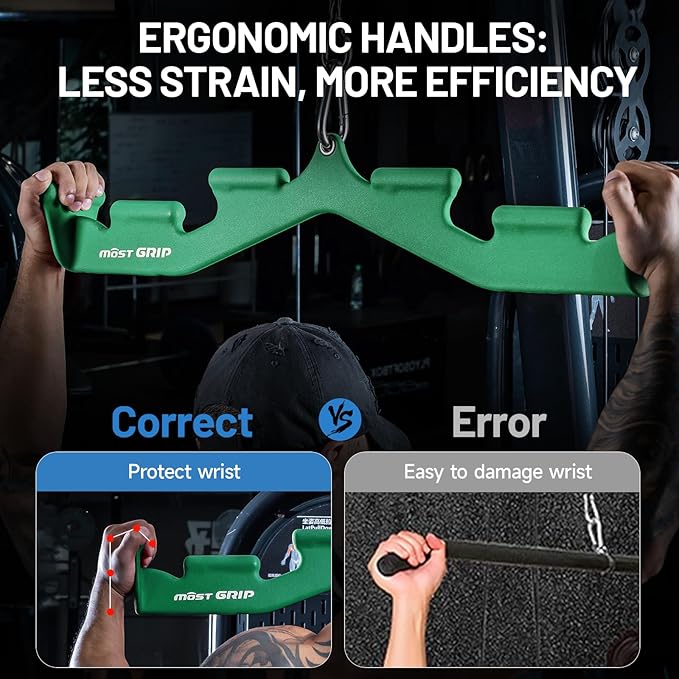 LAT Pull Down Bar with 6 Ergonomic Handles, Neutral Grip LAT Pulldown Attachments for Whole Back Training, Wide Grip LAT Pulldown Bars for Home Gym Cable