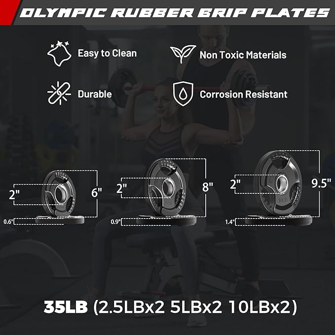 RitFit Barbell Weight Set - 4/6FT Olympic Barbell with Weight Plates (55-275LB Total) - Weightlifting Equipment for Squats, Curls, Deadlifts, Presses, Hip Thrusts