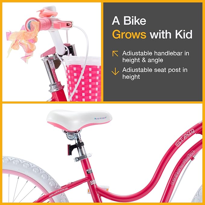 RoyalBaby Girls Bike EZ Bike Stargirl Training Free Balance to Pedal Easy Learning Bicycle, 12-20 Inch for Toddlers & Big Kids.